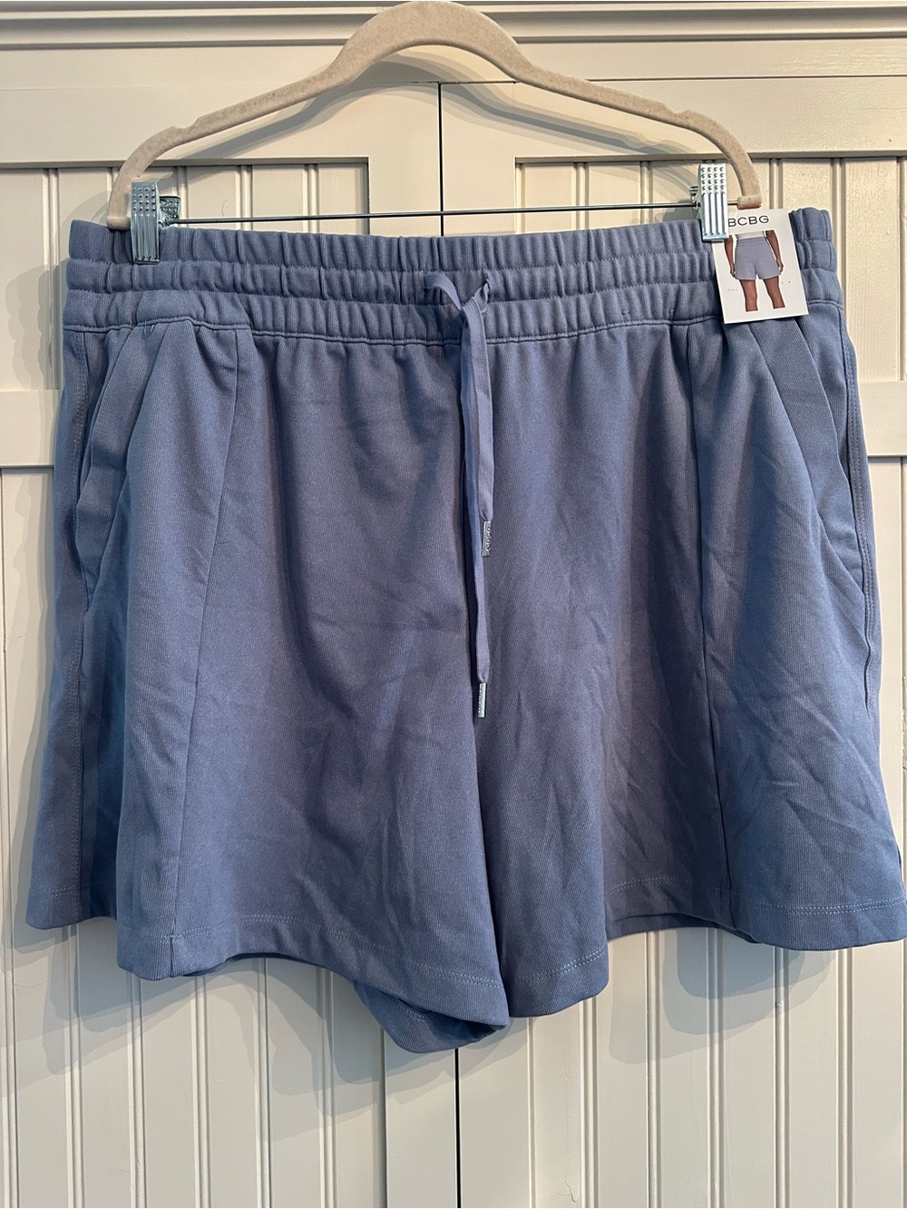 BCBG Slate Blue Drawstring Athletic Shorts
